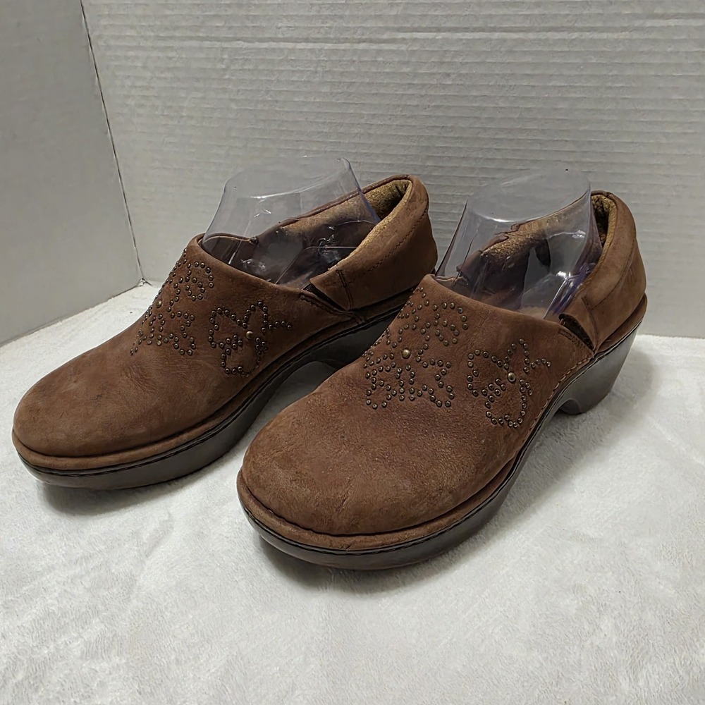 Women's Ariat Clog Shoes 9B Slip On Suede Leather Studded Platform Wedge READ!!!